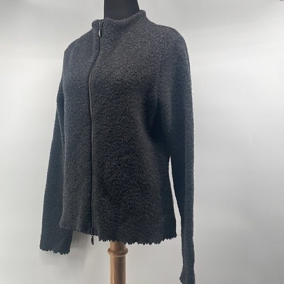 𝅺PETER Mahler zip up sweater gray wool blend career soft blazer jacket sz sm - Picture 7 of 9